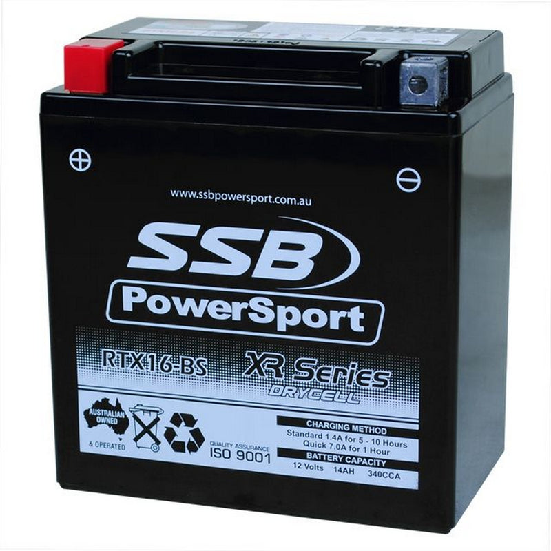 Load image into Gallery viewer, MOTORCYCLE AND POWERSPORTS BATTERY (YTX16-BS) AGM 12V 14AH 340CCA BY SSB HIGH PERFORMANCE
