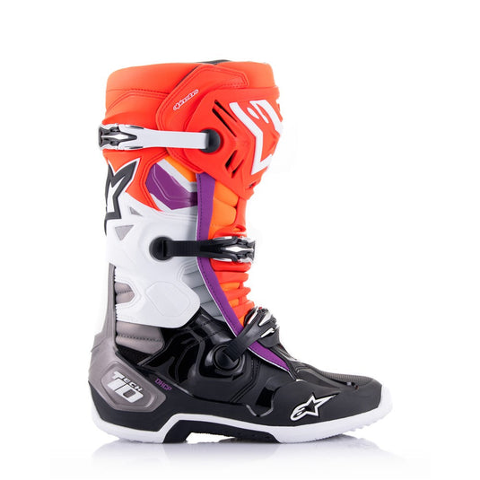 Alpinestars Tech-10 MX Boots Black/Red Fluoro/Orange Fluoro/White