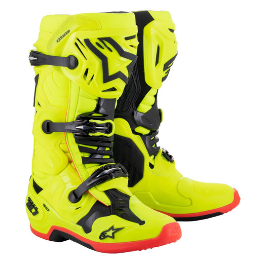 Alpinestars Tech-10 MX Boots Yellow Fluoro/Black/Red Fluoro