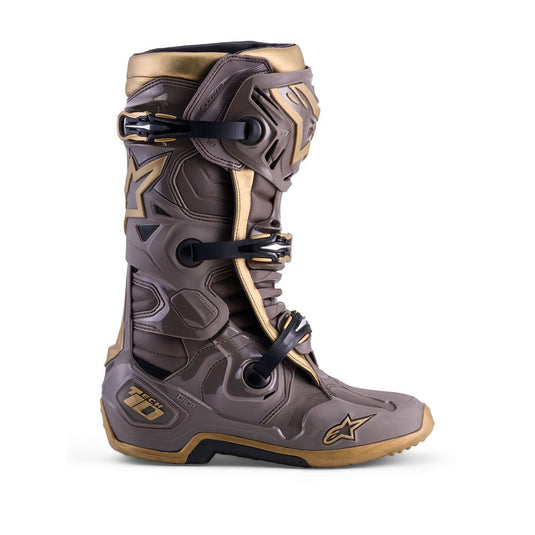 Alpinestars Tech-10 Limited Edition Air Gold MX Boots Earth Brown/Gold