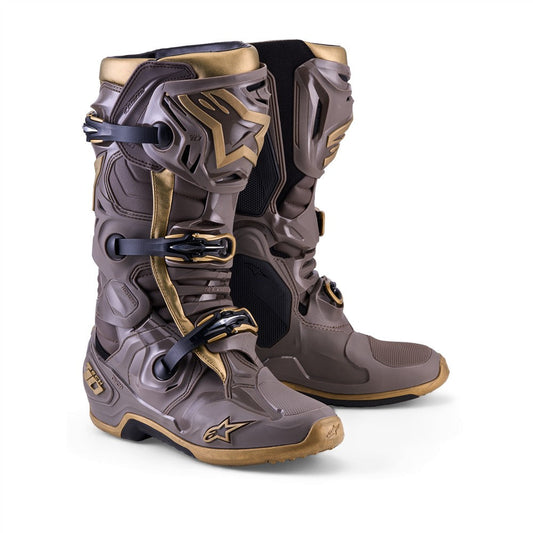 Alpinestars Tech-10 Limited Edition Air Gold MX Boots Earth Brown/Gold