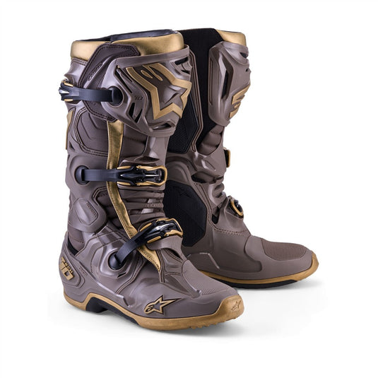 Alpinestars Tech-10 Limited Edition Air Gold MX Boots Earth Brown/Gold