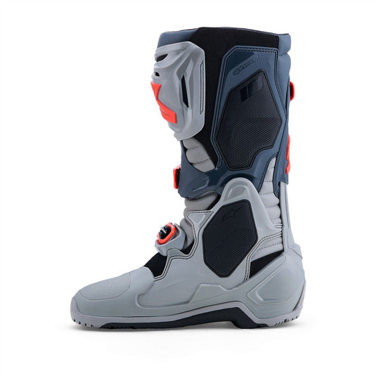 Alpinestars Tech-10 Enduro Boots Mid Gray/Dark Gray/Red Fluoro
