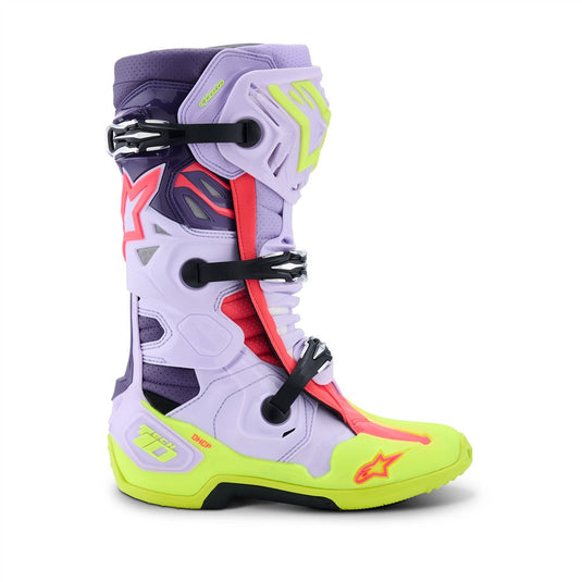 Alpinestars Tech-10 Supervented Boots Purple/Yellow Fluoro/Diva Pink