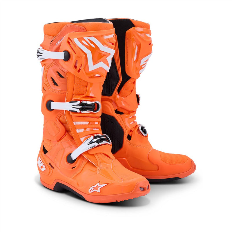 Load image into Gallery viewer, Alpinestars Tech-10 Supervented Boots Orange Fluoro/Black/White
