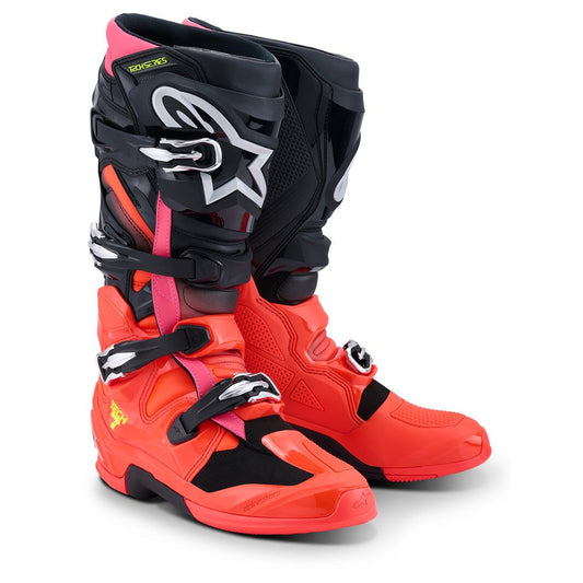 Alpinestars Tech-7 MX Boots Black/Red Fluoro/Pink Fluoro