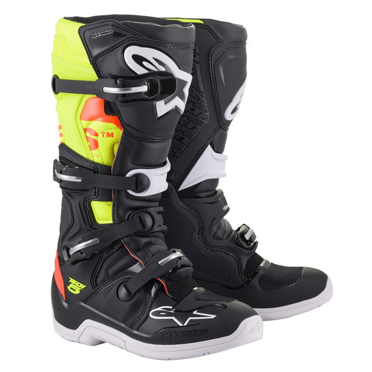 Alpinestars Tech-5 MX Boots Black/Red Fluoro/Yellow Fluoro