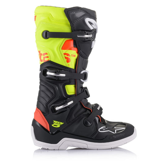 Alpinestars Tech-5 MX Boots Black/Red Fluoro/Yellow Fluoro