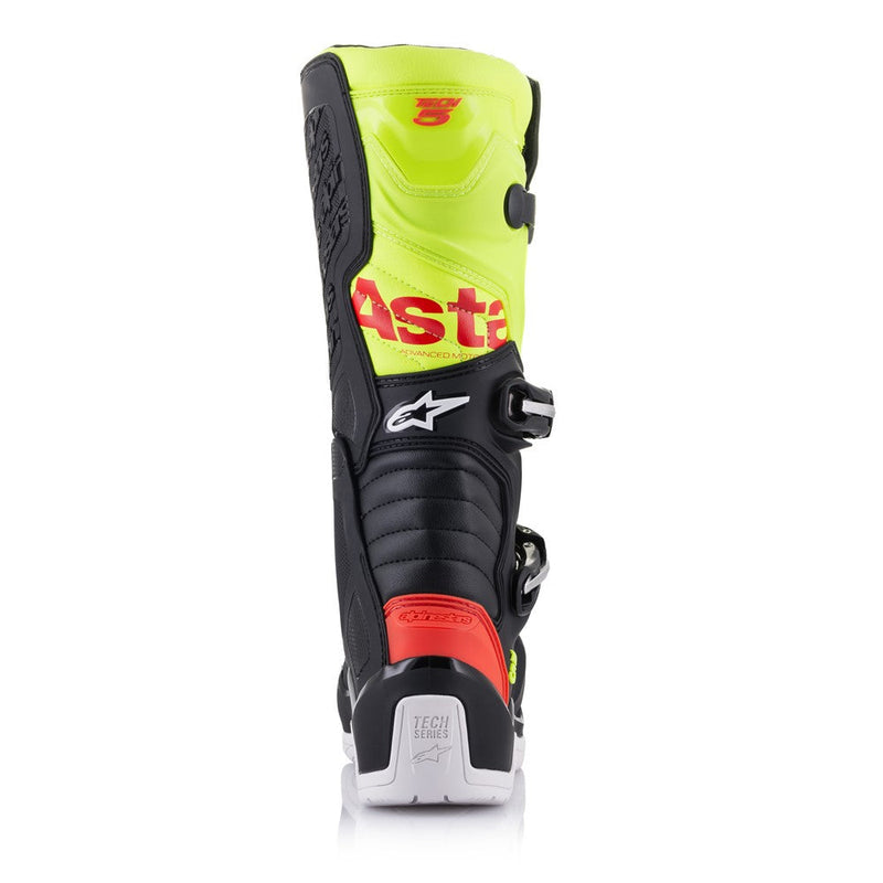 Load image into Gallery viewer, Alpinestars Tech-5 MX Boots Black/Red Fluoro/Yellow Fluoro
