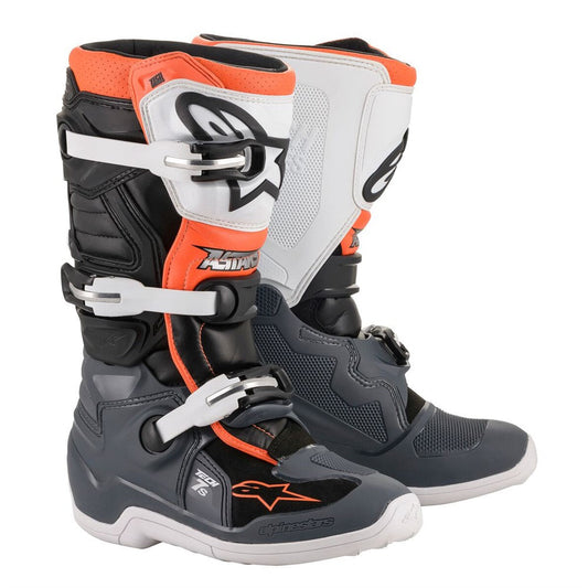Alpinestars Tech-7S MX Boots Black/Gray/White/Orange Fluoro