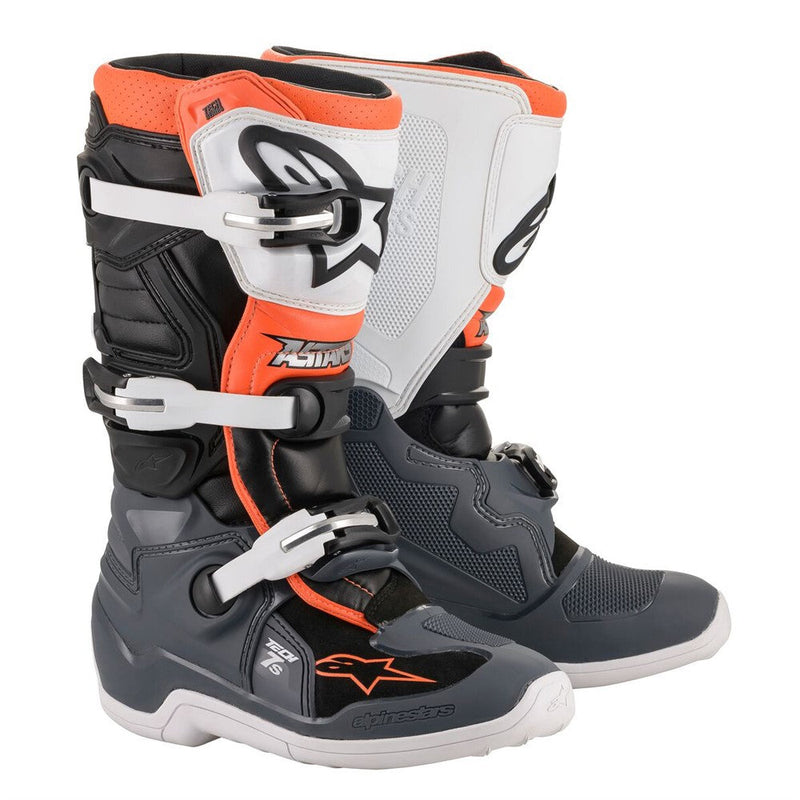 Load image into Gallery viewer, Alpinestars Tech-7S MX Boots Black/Gray/White/Orange Fluoro
