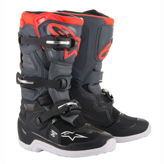 Alpinestars Tech-7S MX Boots Black/Dark Gray/Red Fluoro