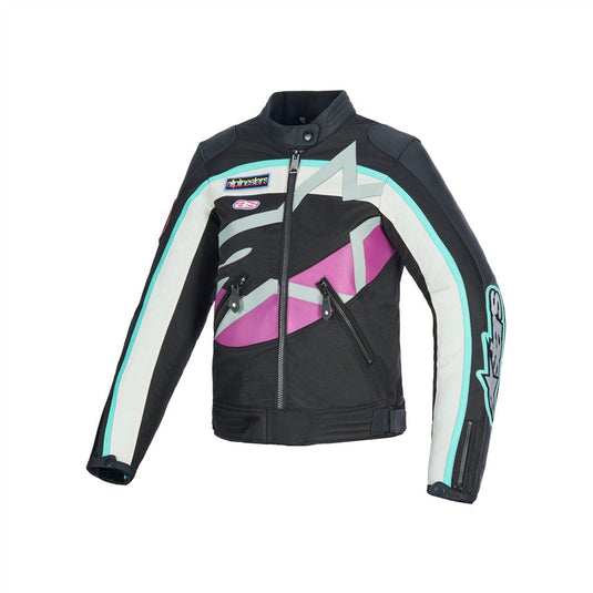 Alpinestars Idles Leather/Textile Jacket Black/Off White/Purple