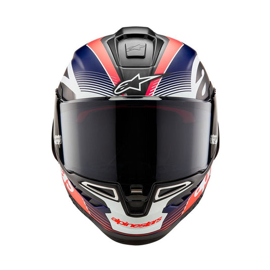 Alpinestars Supertech R10 Helmet Team Black Carbon/Red Fluoro/Dark Blue atte