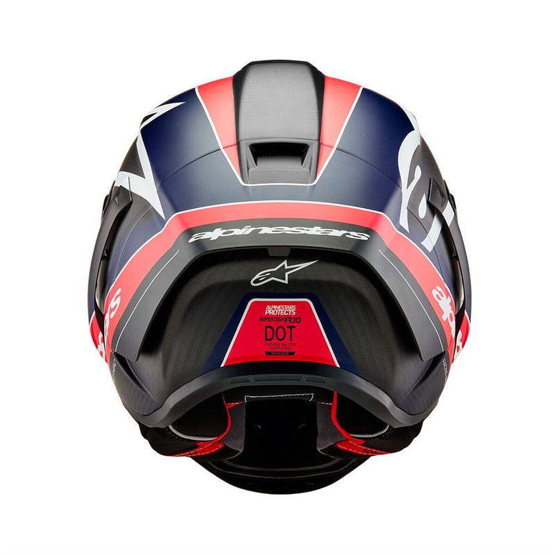 Load image into Gallery viewer, Alpinestars Supertech R10 Helmet Team Black Carbon/Red Fluoro/Dark Blue atte
