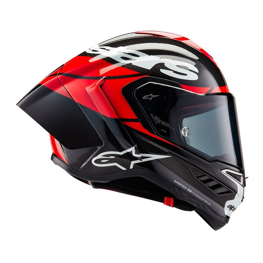 Alpinestars Supertech R10 Helmet Element Black Carbon/Bright Red/White Gloss