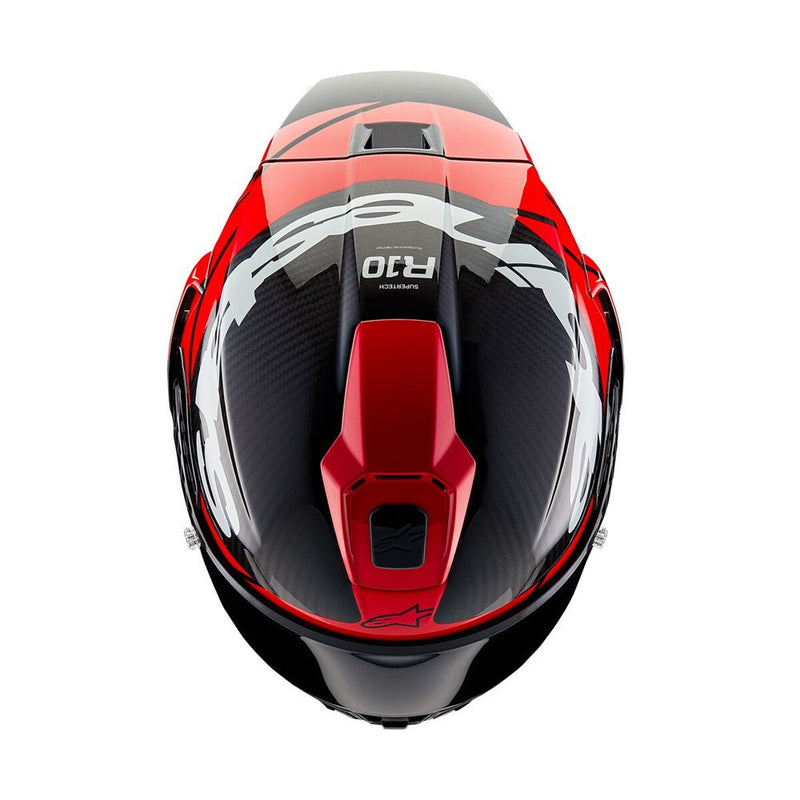 Load image into Gallery viewer, Alpinestars Supertech R10 Helmet Element Black Carbon/Bright Red/White Gloss
