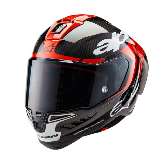 Alpinestars Supertech R10 Helmet Element Black Carbon/Bright Red/White Gloss