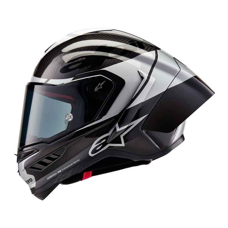Load image into Gallery viewer, Alpinestars Supertech R10 Helmet Element Black Carbon/Silver/Black Gloss
