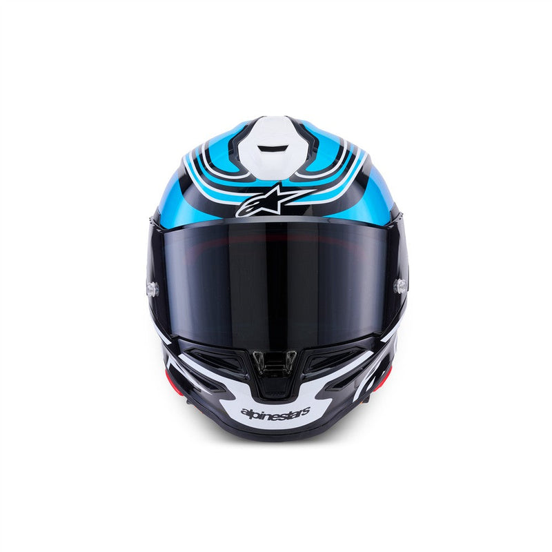 Load image into Gallery viewer, Alpinestars Supertech R7 Helmet Zeal Black/Blue/Pink Fluoro/White Gloss
