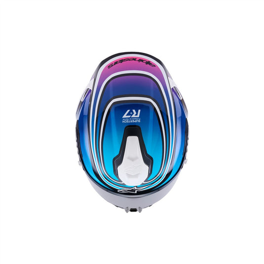Alpinestars Supertech R7 Helmet Zeal Black/Blue/Pink Fluoro/White Gloss