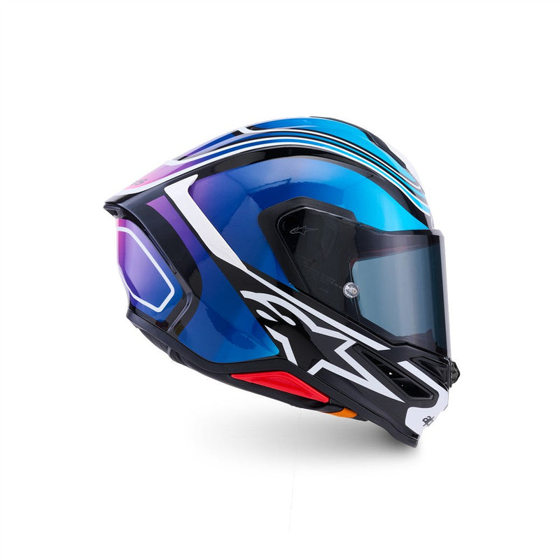 Load image into Gallery viewer, Alpinestars Supertech R7 Helmet Zeal Black/Blue/Pink Fluoro/White Gloss
