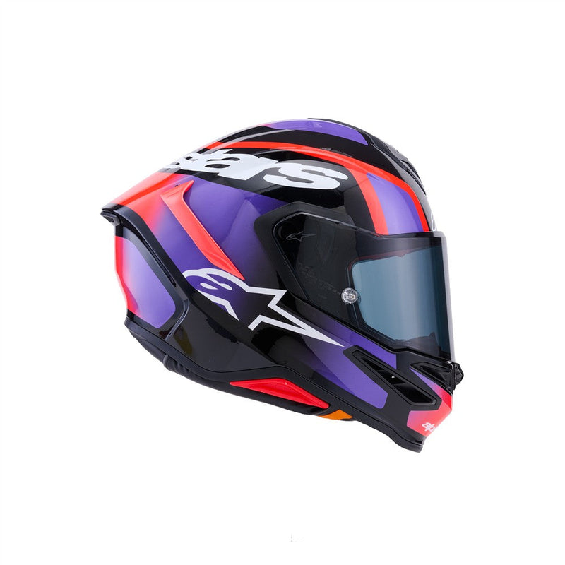 Load image into Gallery viewer, Alpinestars Supertech R7 Helmet Lumen Black/Purple/Red Fluoro/White Gloss
