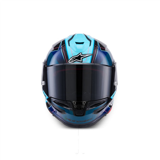 Alpinestars Supertech R7 Helmet Kinetis Black/Blue/Pink Fluoro/White Gloss