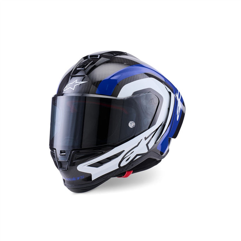 Load image into Gallery viewer, Alpinestars Supertech R10 Helmet Arius Black/White/Blue Gloss
