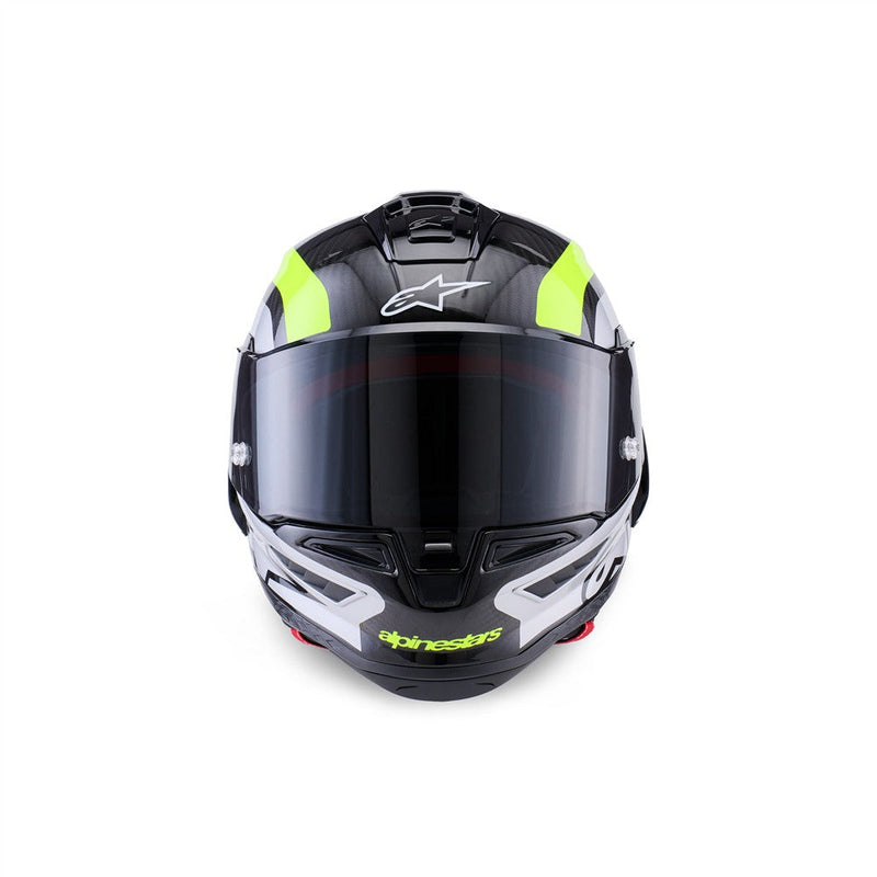 Load image into Gallery viewer, Alpinestars Supertech R10 Helmet Arius Black/Silver/Yellow Fluoro Gloss
