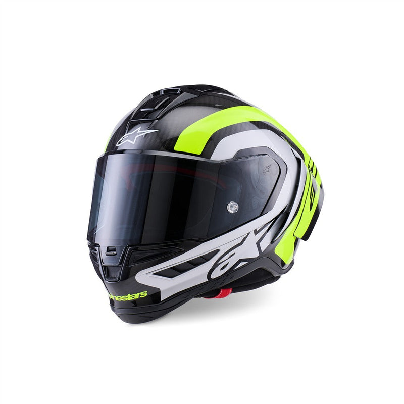 Load image into Gallery viewer, Alpinestars Supertech R10 Helmet Arius Black/Silver/Yellow Fluoro Gloss
