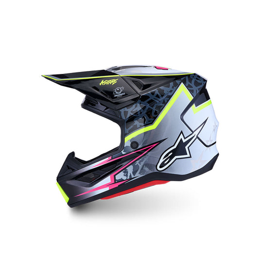 Alpinestars S-M7 Blaster Helmet Black/Gray/White/Yellow Fluoro Gloss