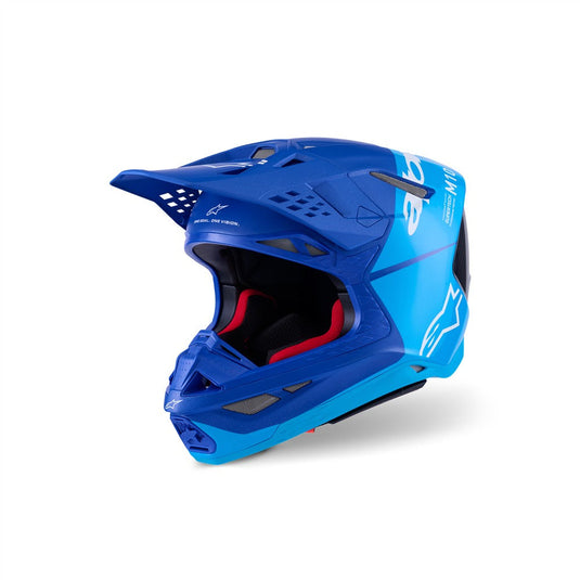 Alpinestars Supertech S-M10 Flood Helmet Metallic Blue/Medium Blue/Black Carbon Matte/Gloss