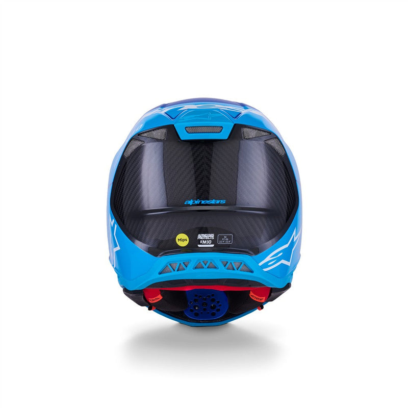 Load image into Gallery viewer, Alpinestars Supertech S-M10 Flood Helmet Metallic Blue/Medium Blue/Black Carbon Matte/Gloss

