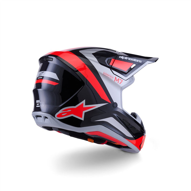Load image into Gallery viewer, Alpinestars S-M7 Rise Helmet Black/Silver/Red Fluoro Gloss
