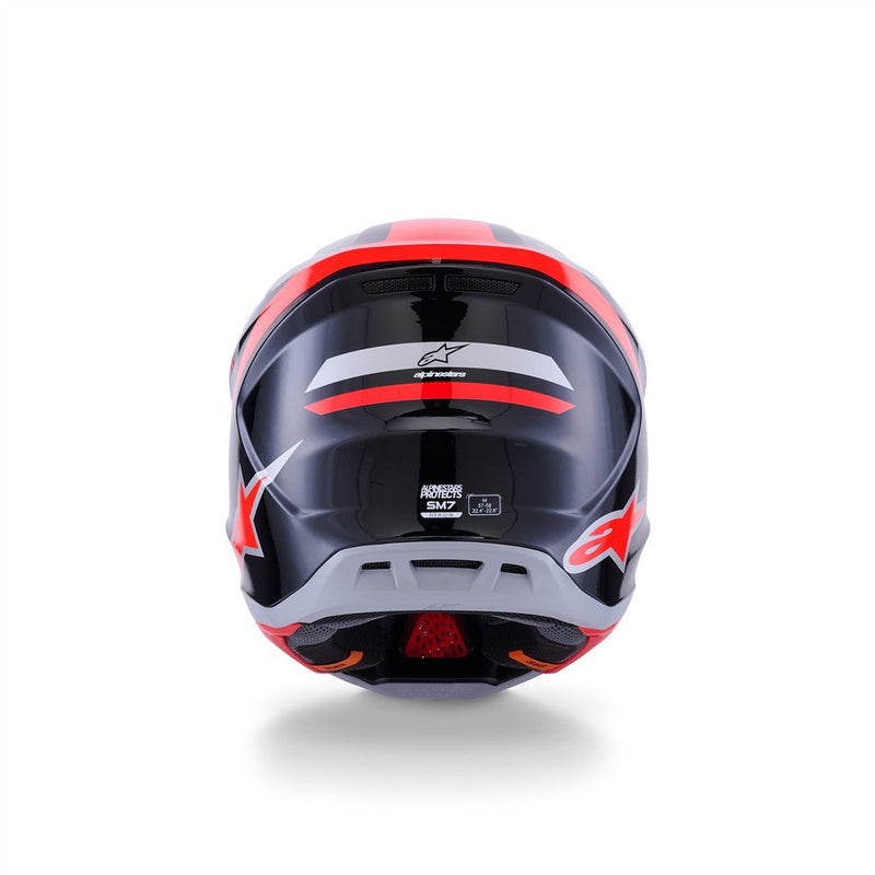 Load image into Gallery viewer, Alpinestars S-M7 Rise Helmet Black/Silver/Red Fluoro Gloss
