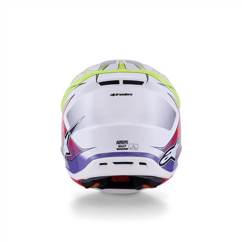 Load image into Gallery viewer, Alpinestars S-M7 Fuse Helmet White/Yellow Fluoro/Purple Gloss
