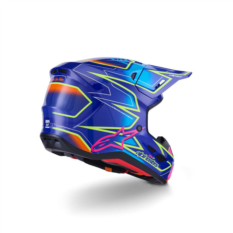 Load image into Gallery viewer, Alpinestars S-M7 Cast Helmet Blue/Pink/Yellow Fluoro Gloss
