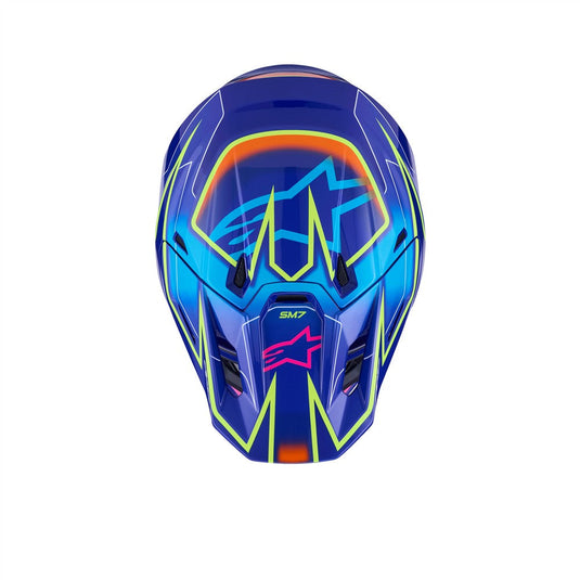 Alpinestars S-M7 Cast Helmet Blue/Pink/Yellow Fluoro Gloss