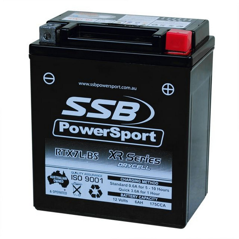 Load image into Gallery viewer, MOTORCYCLE AND POWERSPORTS BATTERY (YTX7L-BS) AGM 12V 6AH 175CCA BY SSB HIGH PERFORMANCE
