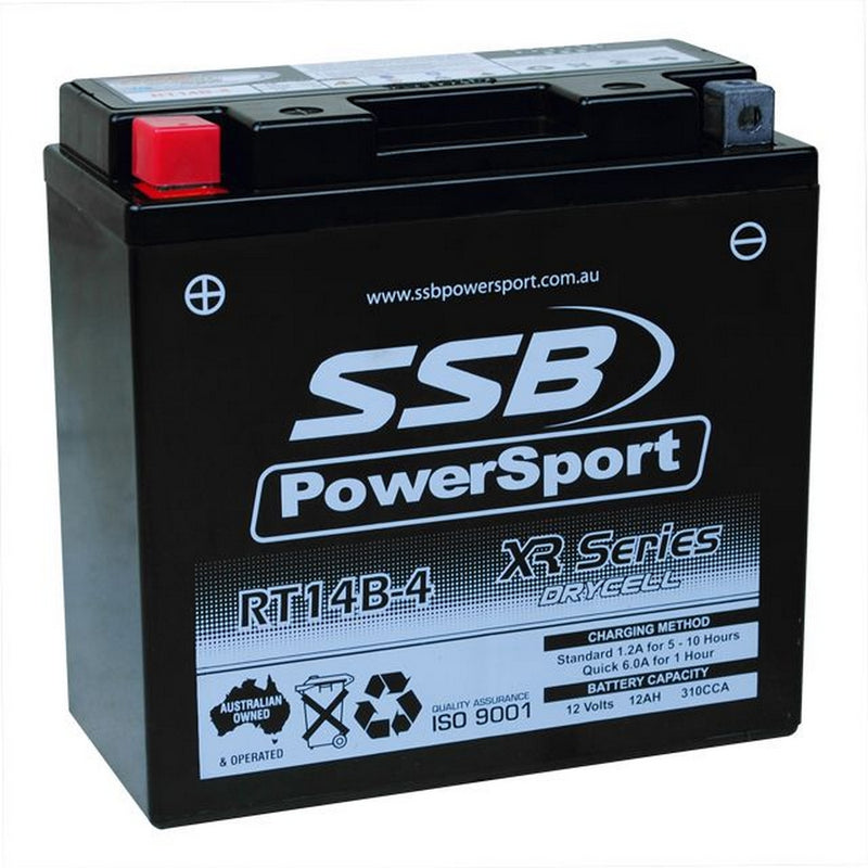 Load image into Gallery viewer, MOTORCYCLE AND POWERSPORTS BATTERY (YT14B-4) AGM 12V 1.2AH 310CCA BY SSB HIGH PERFORMANCE
