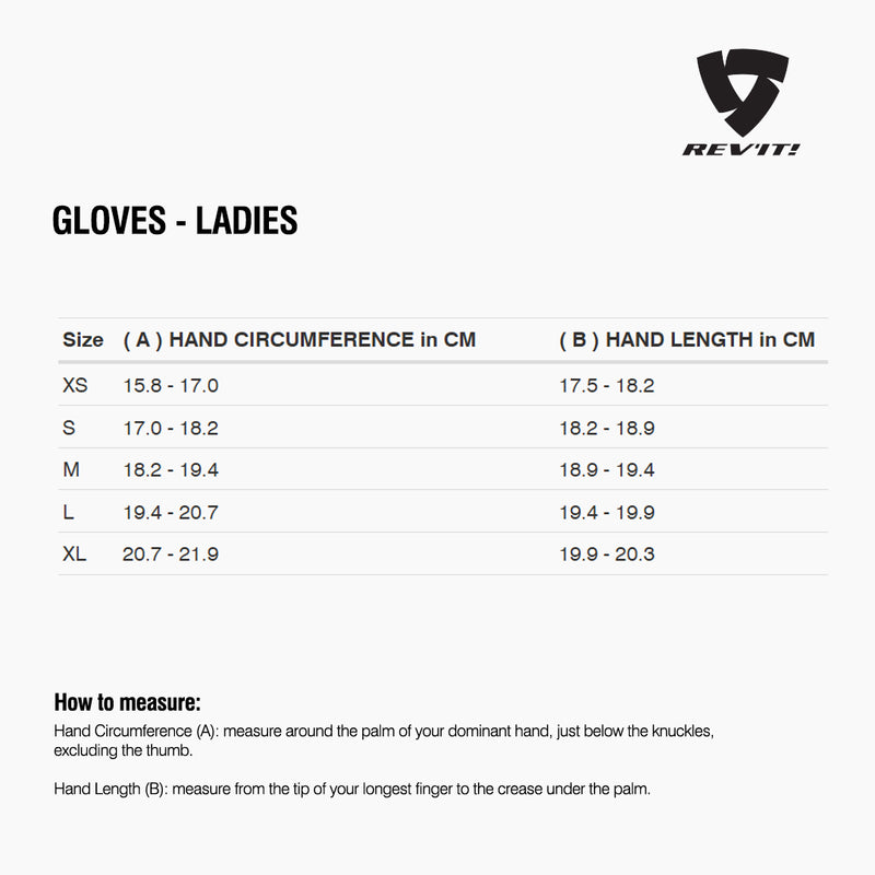 Load image into Gallery viewer, Size chart for REVIT Gloves - Ladies
