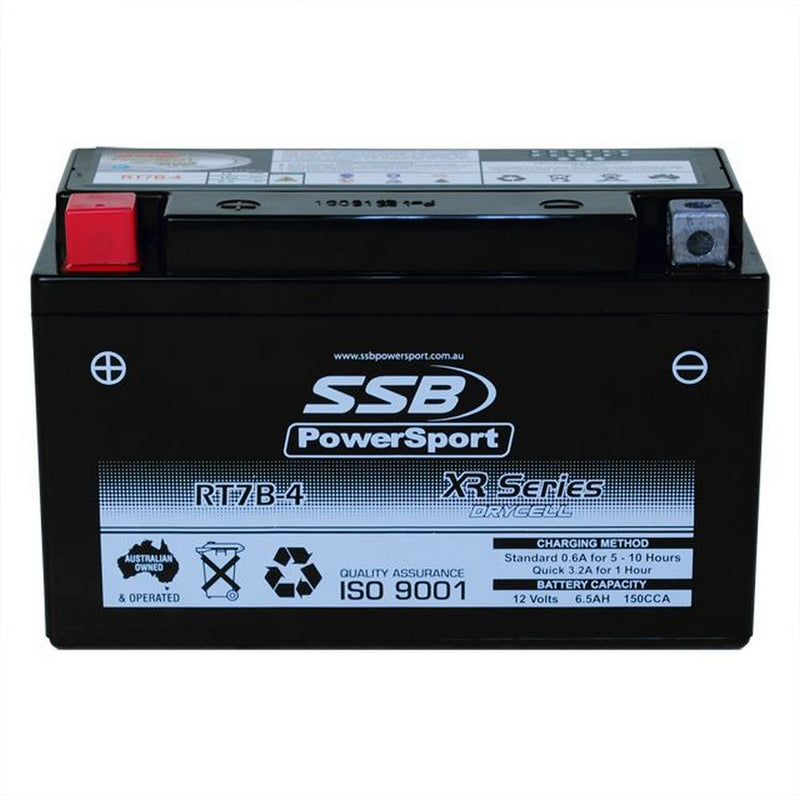Load image into Gallery viewer, MOTORCYCLE AND POWERSPORTS BATTERY (YT7B-4) AGM 12V 6AH 150CCA BY SSB HIGH PERFORMANCE
