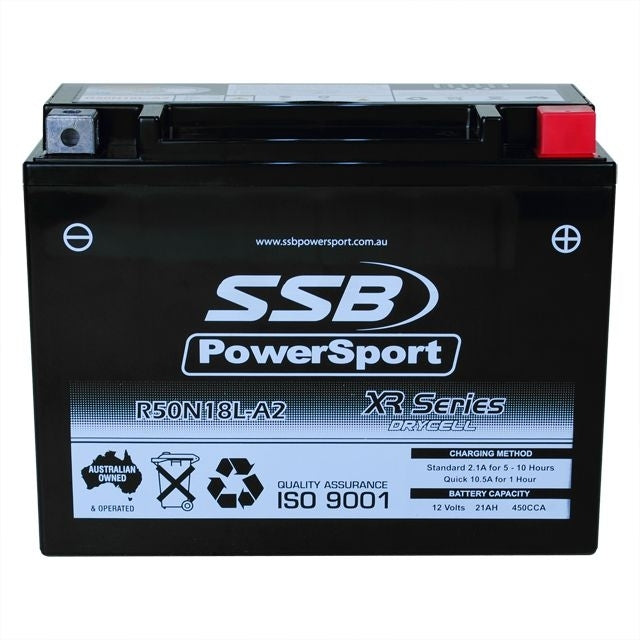 Load image into Gallery viewer, MOTORCYCLE AND POWERSPORTS BATTERY (Y50N18L-A2) AGM 12V 21AH CCA450 SSB HIGH PERFORMANCE
