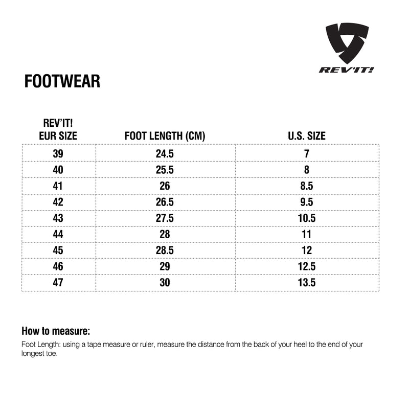 Load image into Gallery viewer, Size chart for REVIT Footwear
