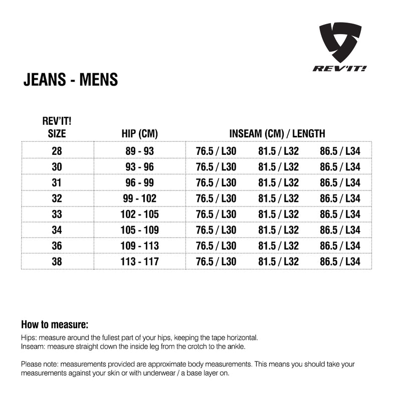 Load image into Gallery viewer, Size chart for REVIT Jeans - Mens

