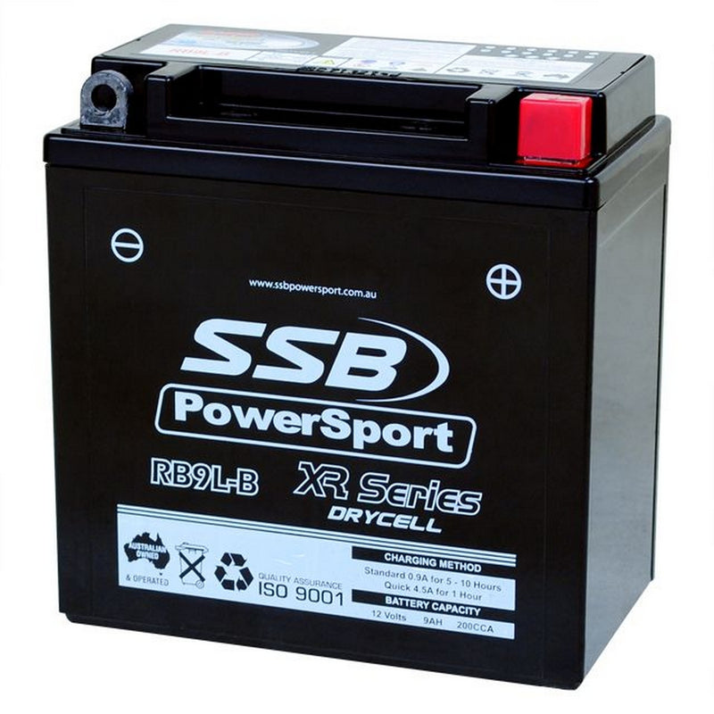 Load image into Gallery viewer, MOTORCYCLE AND POWERSPORTS BATTERY (YB9L-B) AGM 12V 9AH 200CCA BY SSB HIGH PERFORMANCE
