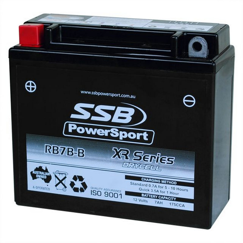 Load image into Gallery viewer, MOTORCYCLE AND POWERSPORTS BATTERY (YB7B-B) AGM 12V 7AH 175CCA BY SSB HIGH PERFORMANCE
