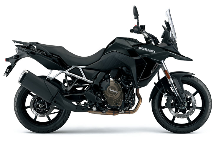 Load image into Gallery viewer, A black 2024 Suzuki V-Strom 800 RQ sideview on a transparent background
