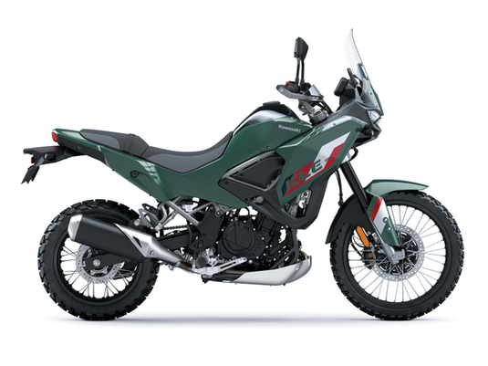 Green 2026 Kawasaki KLE500 SE (LAMS) motorcycle on a white background